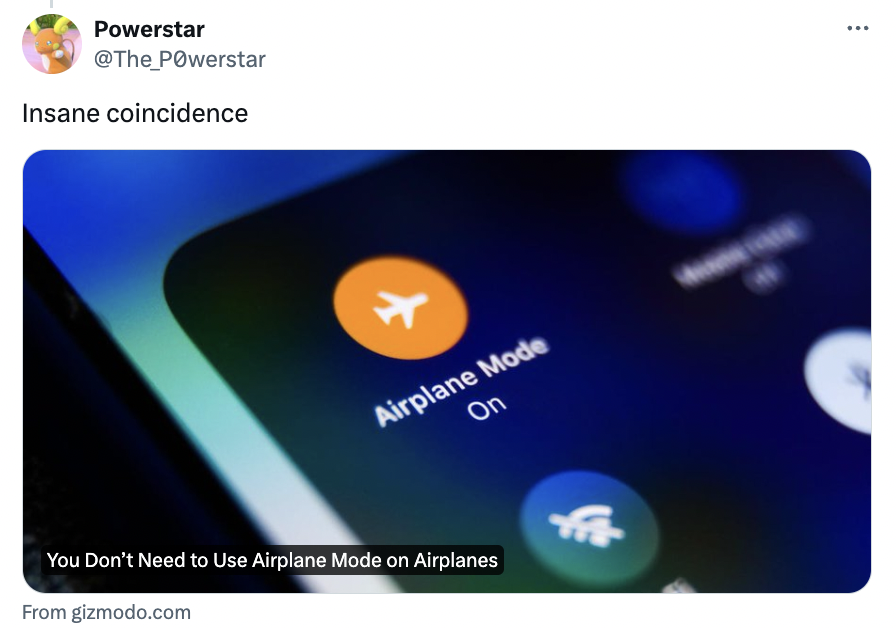 airplane mode - Powerstar Insane coincidence Airplane Mode On You Don't Need to Use Airplane Mode on Airplanes From gizmodo.com ...
